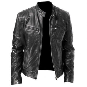 Autumn Men Fashion Motorcycle Leather Jacket fit Coat Casual Zipper jacket