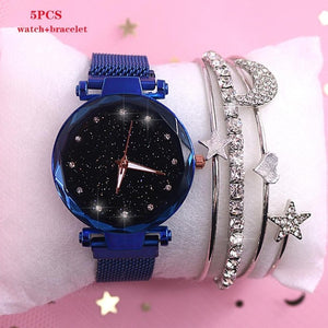 2019 New brand Starry Sky Women Watch Fashion Elegant Magnet Buckle Vibrato Purple Gold Ladies Wristwatch Luxury Women Watches